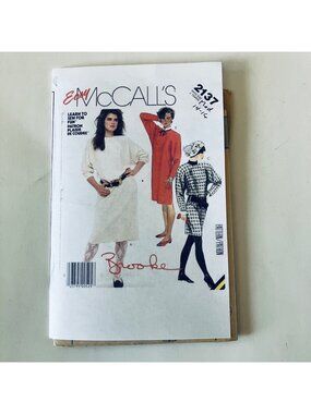 1980s McCalls 2137 Sz 14-16 Dolman Sleeve Pullover Dress Pattern NO ENVELOPE UC